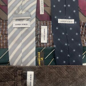 Designer tie bundle, 5 Giorgio Armani, 1 Paco Rabanne